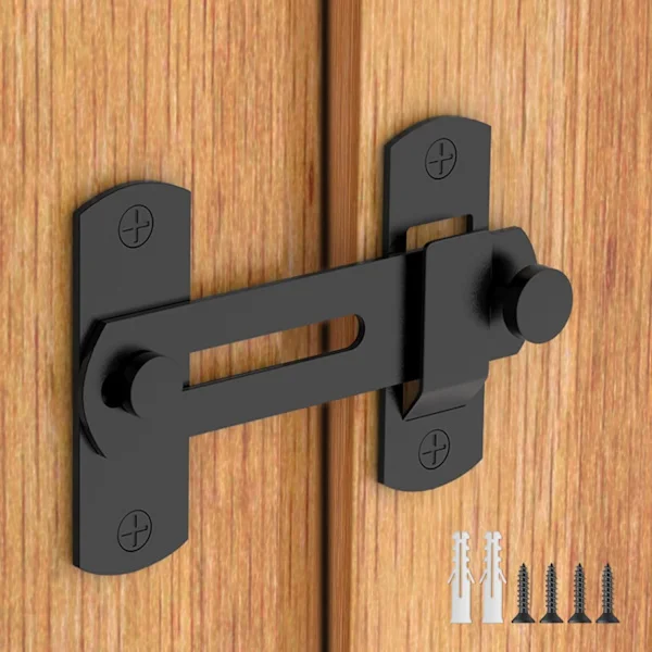 Mini Door Lock 180 Degree Rotation With Screws For Shed Cabinets Sliding Doors Wooden Gates Black