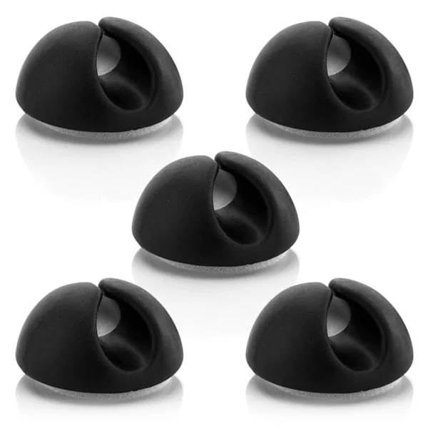 5x Cable Clips Cable Holder Cable Management Cable Fixing Cable Organizer for Cables up to 8mm White Black