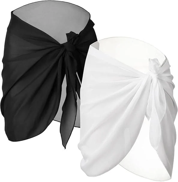 2 stycken Dam Strand Sarong Omlott Chiffong Baddräkt Omlottkjolar