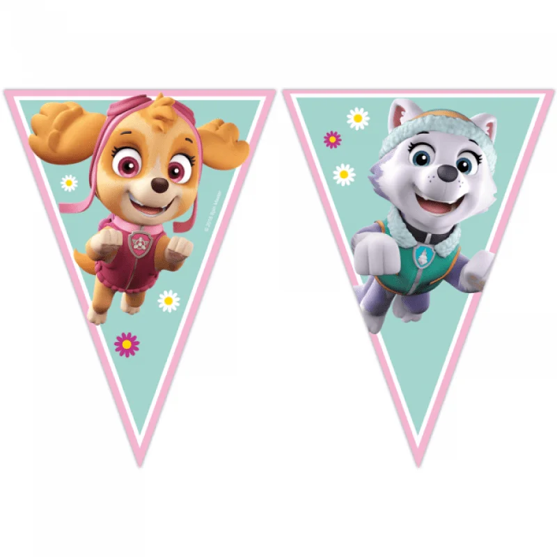 Flaggbanderoll Paw Patrol Pink - Paw Patrol Kalas Dekoration - Kalaslagret.se