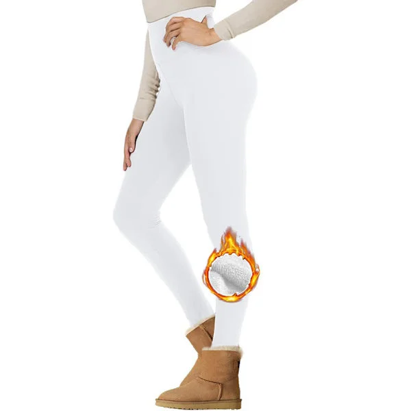 Fleecefodrade leggings för kvinnor - Tjocka, mjuka, högmidjade termobyxor med magkontroll i sammet