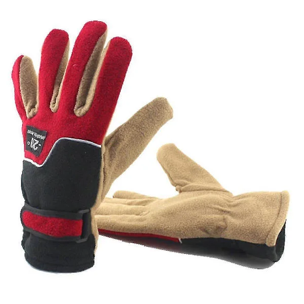 Outdoor Climbing Gloves Men's and Women's Winter Cycling Line Fleece Warm Ski Students Red