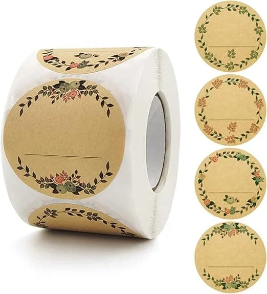1 st 500-pack Kraftpapper Etiketter Skrivbara Tack Klistermärken för
