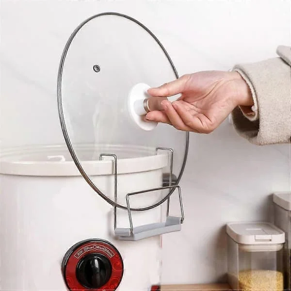 2 sett Lokkholder for Crock-Pot, Håndfri Grytelokk Organizer Passer de Fleste Crock-Poter med Silikonvask, Grå