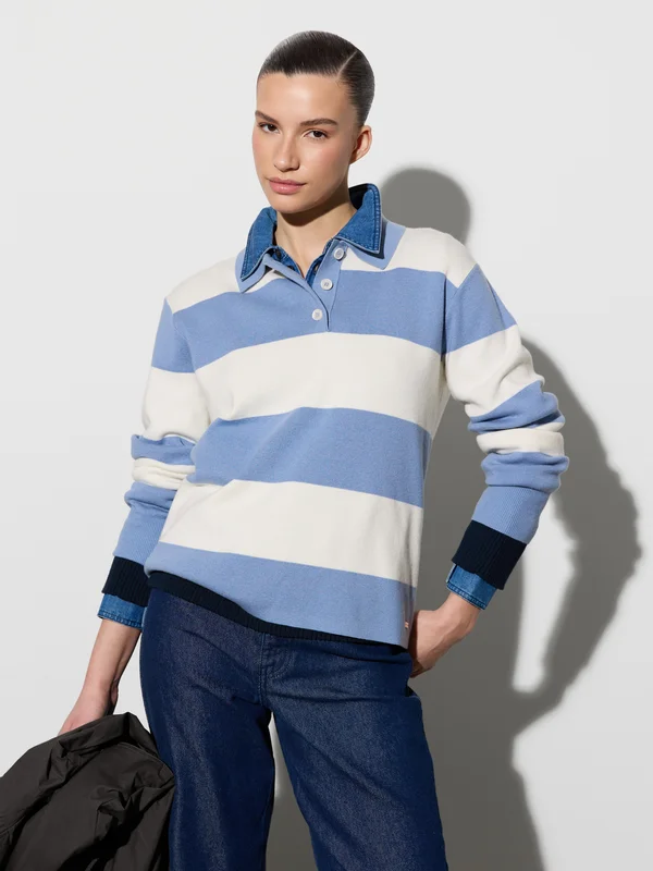 MATCH - Hortenze genser - Jean Paul Femme - Str. L - Dame - Gensere & Cardigans - Blå - 55% ull - merino, 45% bomull