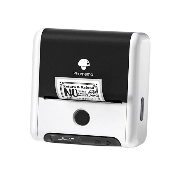 Bærbar Bluetooth termisk etiketprinter - 203dpi opløsning til detail og lager, 20-75mm etiketter, genopladelig Type-C til mobil salg og inventar White
