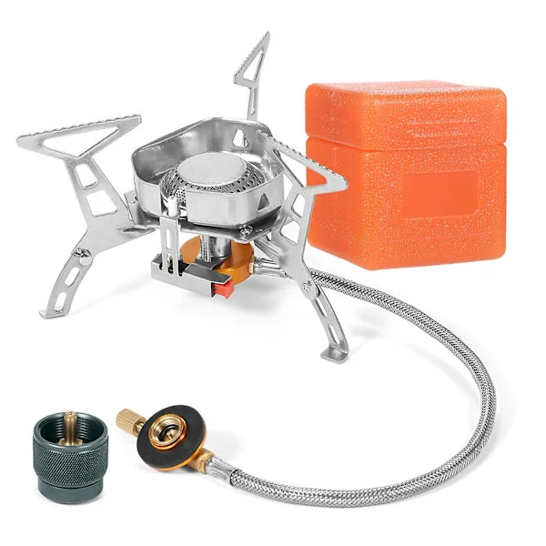 3500W Vindtett Camping Gassbrenner med Adapter Bærbar Ryggsekk Kjøkken med Piezo Tenning for O