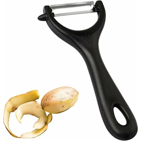 Rostfri potatisskalare, 7×15 Y Ergonomisk potatisskalare Universal potatisskalare för potatis grönsak frukt (svart)