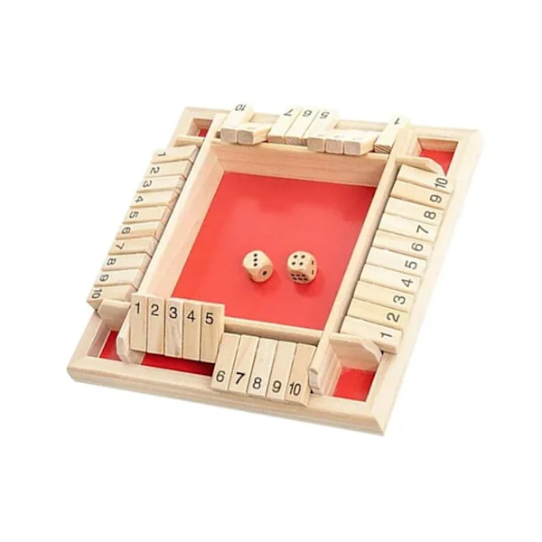 Träbrädspel 4 spelare Shut The Box Tärningsspel Trämatematik Traditionellt pubbrädspel Tärningsspel Resa 4 spelare Fantastiska familjespel