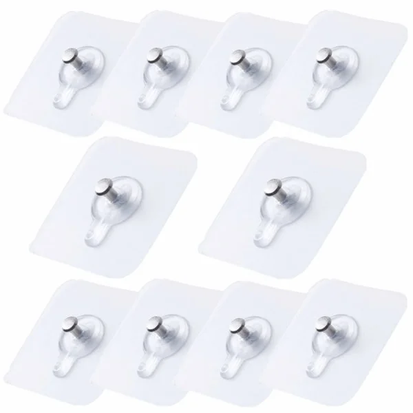 10-pack Självhäftande Bildkrokar, Transparenta Bildklistermärkeskrokar, Bildhängare utan Borrning, Självhäftande Bildhängare