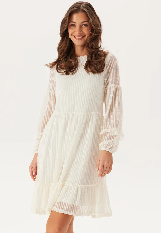 ONLY-Onlnaja L/S Baloon Dress-Cloud Dancer - Valmistujaismekko