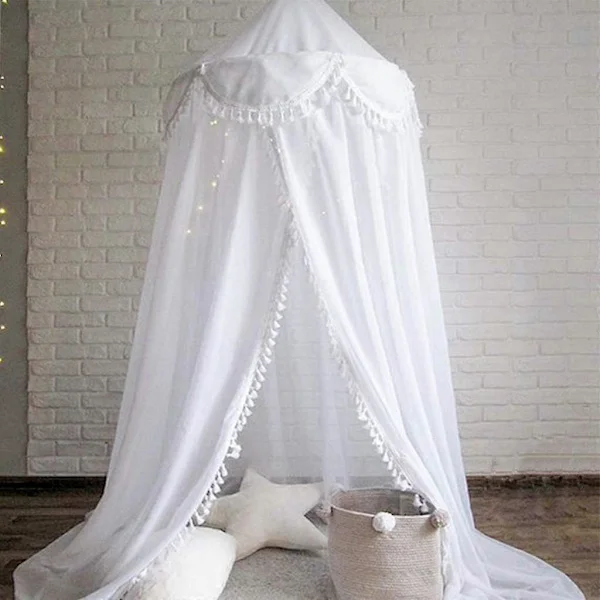 Sengeteppe Rund Kuppel Chiffon Myggnett Baby Barnerom