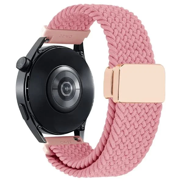 Kompatibel Garmin Forerunner 570 265 255 Nylonrem Garmin Venu 3 2 Vivoactive 6 5 Band 20 22mm Magnetspänne Klockrem Rosa 20mm
