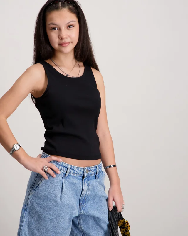 Kids ONLY KOGNESSA S/L SHORT STRIPE TOP JRS Sort Toppe/Bluser Pige - Kids Brand Store