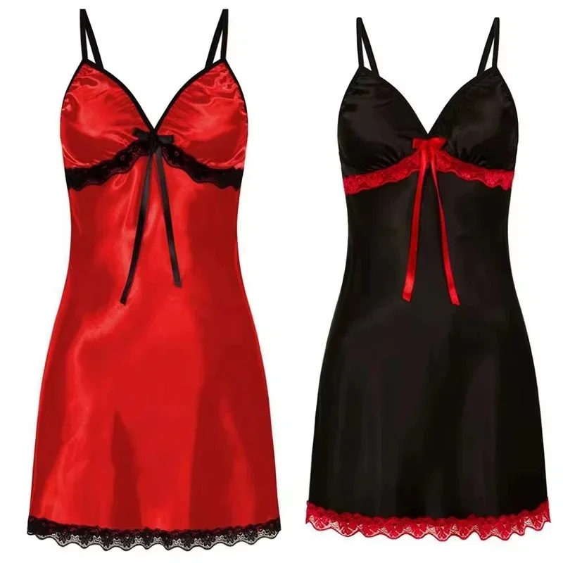 AliExpress - Sexy Damen-Pyjama, großes Spitzen-Straps-Nachthemd, ärmellose Pyjamas, Pyjama mit V-Ausschnitt, mehrfarbiges optionales Nachthemd