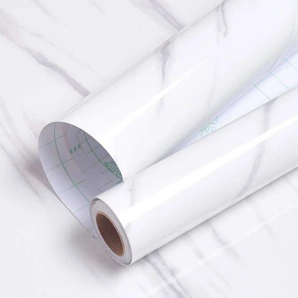 Slitstark PVC Marmor Kontaktpapper Självhäftande, Vattentäta Uppfriskande Vita Bänkskivor för Köksrenovering, Självhäftande Tapet För 40*100cm na
