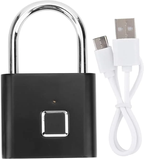 Fingeravtryckslås, smart hänglås, nyckellöst mini-elektroniskt hänglås, bärbart USB-smartlås, hänglåsbåge smartlås, elektroniskt hänglåsdörrlås