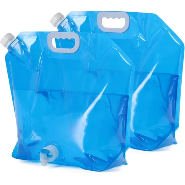 Campingvandbeholder 2-pak 10L foldbar vandbeholder med hane, bærbar vandbeholder med hane til camping og picnic