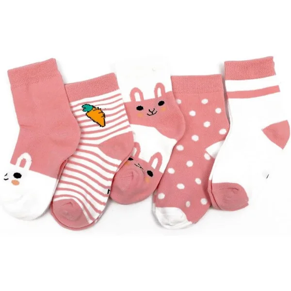 Baby Socks 5 Pairs/Lot Non-slip Cotton Baby Socks Cartoon Carrot Fashion Kids Socks for 1-3 Years Pink -