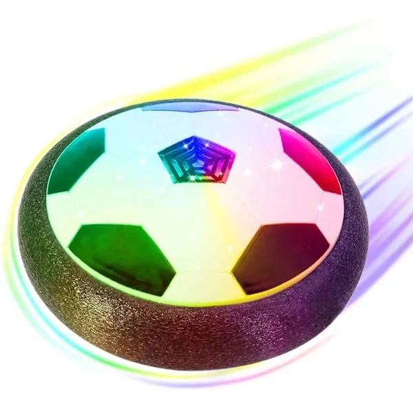 Svevefotball med LED-lys, luftpute flytende leketøy for barn, familie, innendørs og utendørs spill