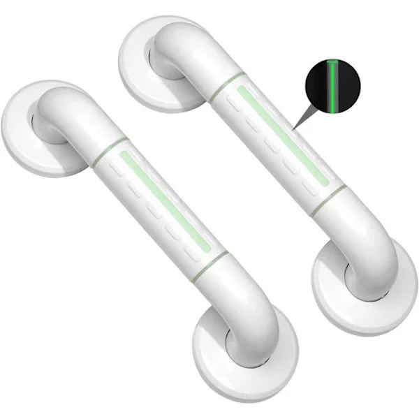 Set med 2 st stödhandtag i rostfritt stål 304 med halkfritt grepp - 30 cm fluorescerande stödhandtag för badkar, toalett, badrum och trappräcke