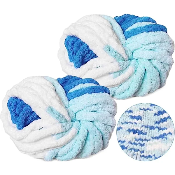 500g (250gx2) Chunky Garnnøkkel ca. 54m Chenille Chunky Pelsgarn Mykt Ull Chunky Garn Mykt Strikkegarn for Heklet Tepper Sjal Huer