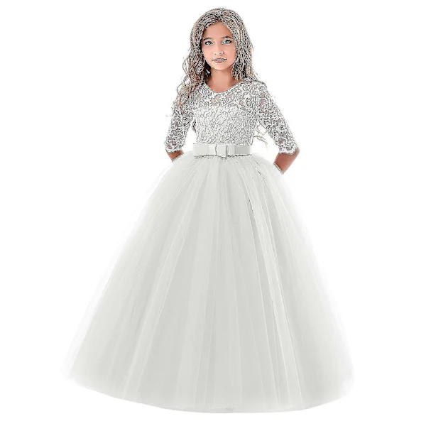 Tyttöjen pitsiset pitkät tanssiaismekot morsiusneidoille lasten mekot tytöille teineille tyttöjen juhlapuku lasten prinsessa iltapuku muodollinen 