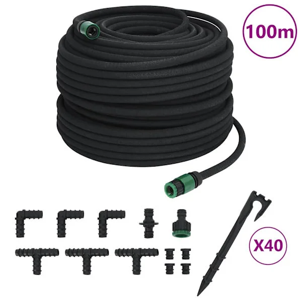 vidaXL Fuktslang svart 0,6" 100 m gummi