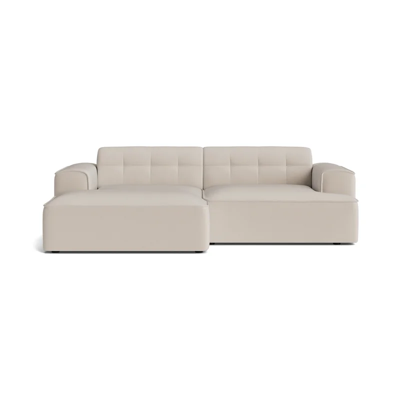 Marbella Chaiselongue-Sofa, links, Farbe Lisboa Beige, einfarbiges Muster, modernes Design, bequeme Polsterung, Wohnzimmermöbel, 75cm.