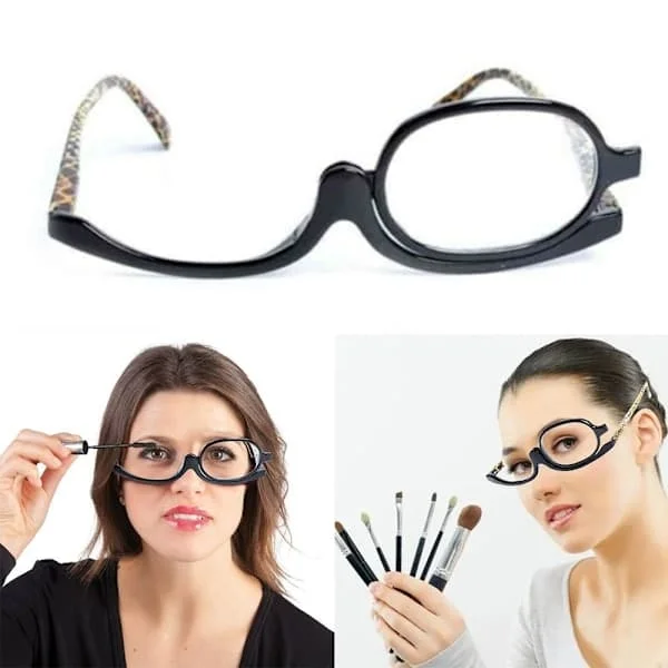Forstørrende make-up briller med nedfældelige linser, sort stel +1,5-4 styrke{ROG}