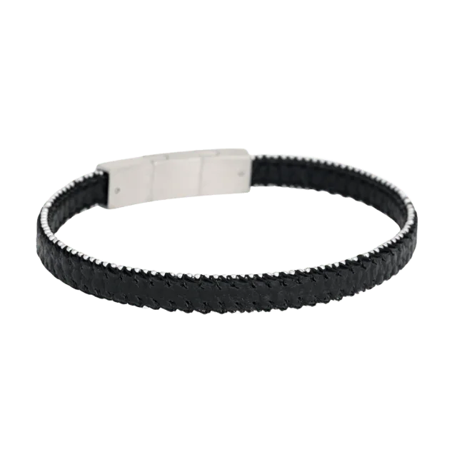 by BILLGREN Lio Läderarmband Armband Herr Svart 21cm