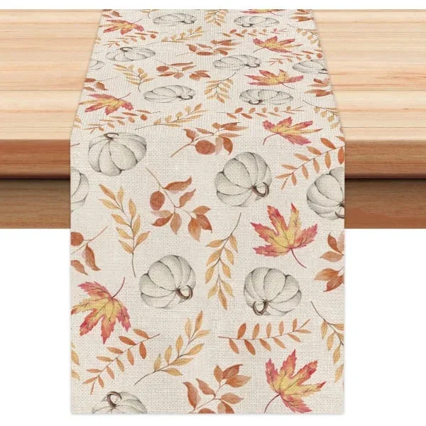 Duk - Duk - Utendørs duk - 2 stk Oransje Gresskar Lønneblad Høstduk, Oransje Farge - 33x180cm