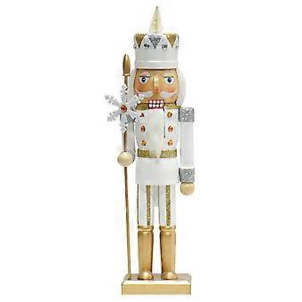 Elegant Snemand Nøddeknækkere Statue Delikat Guld Snemand Nøddeknækkere Ornament Juledekoration Bordstatue