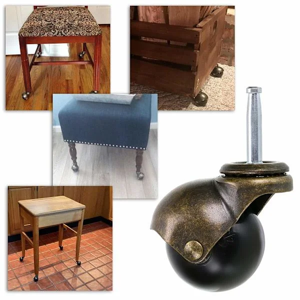 50 mm hjul med styrstam, kulhjul med hylsor, antika svängbara hjul, ersättning för möbler, soffa, stol, skåp, 4-pack