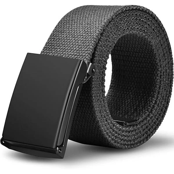 Men's Belts, Men's Work Belts, Adjustable Canvas Fabric Nylon Golf Belt for Men Fits Everywhere, Black