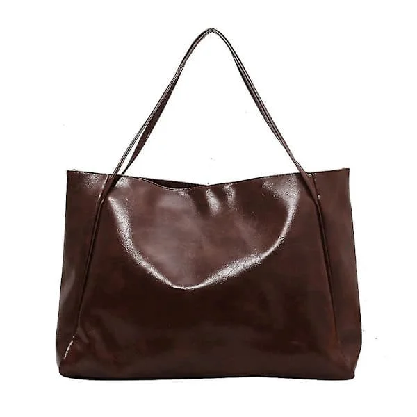 Versatile PU Leather Shoulder Bag, Bucket Bag, Large Shopping Bag for Women, Blue