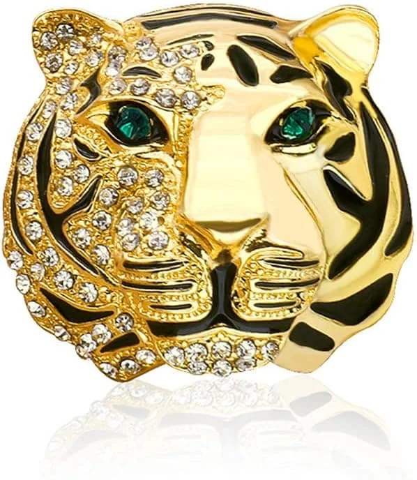 Tigerhoved Broche Pins. Guld Sølv Dyre reversnål, Charme Løve Frakke Krave Broche til Mænd Jakkesæt Nål
