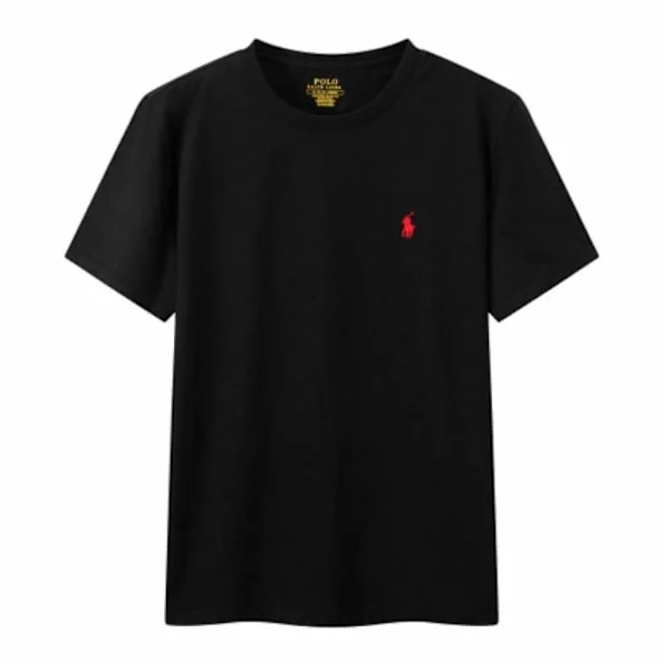 PoloRalphLauren T-shirt til mænd Bomuld Kortærmet Rund Hals Pullover T-shirt Top Sort Størrelse 2XL Sort