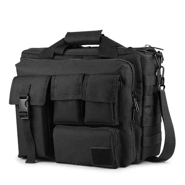 Multifunksjonell herre nylon skulderveske laptop messenger bag håndvesker laptop bag skolesekk stor nok for 15,6" laptop/kamera (svart)