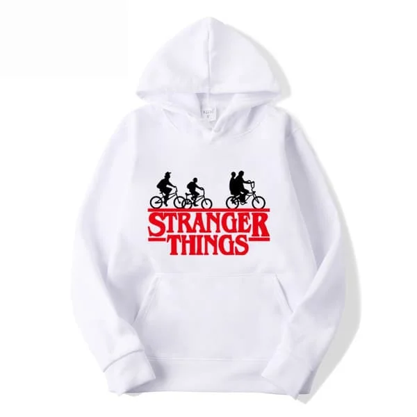 Stranger Things Printed Pullover Hoodie with Fleece Jacket - White - Size M White White White
