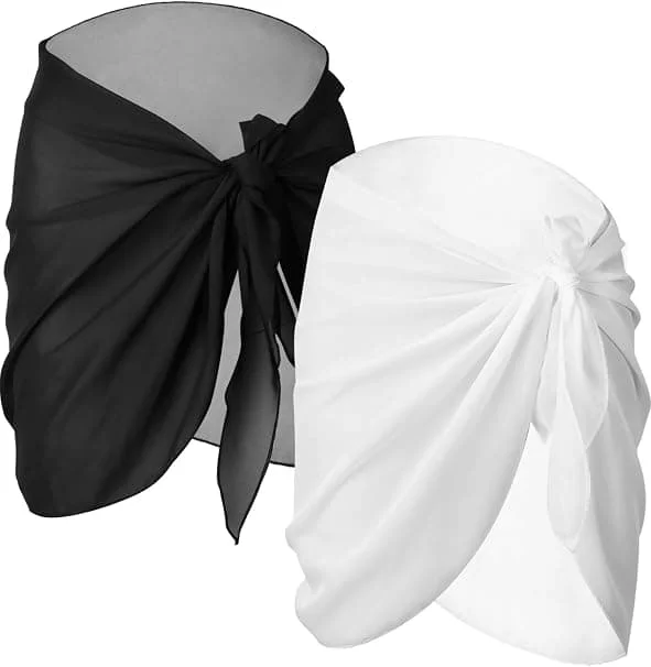 #2 stycken strandklänningar för kvinnor, sarong, bikiniöverdel, kjolar, omslag för chiffongbadkläder#