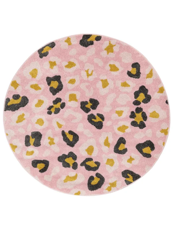 Animal Washable Kids Rug Small Leopold - Pink/Multicolor Ø 150 Modern Style