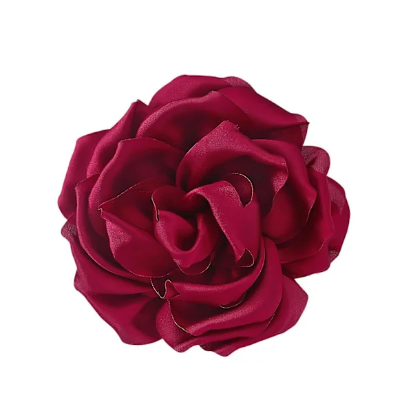 Chic 15cm Flower Brooch Fabric Rose Charm Breastpin Stylish Party Accessory Fashion Lapel Pin Statement for Women Dark Red