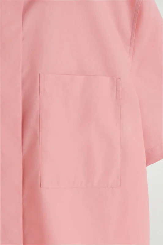 COS Women's Camisa Crop De Algodón De Manga Corta in Rosa