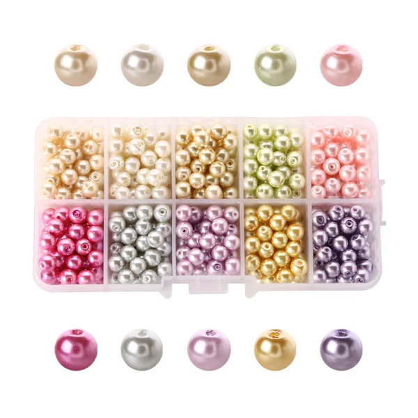 Lot of 500 pcs 10 colors glass beads round beads smooth satin small