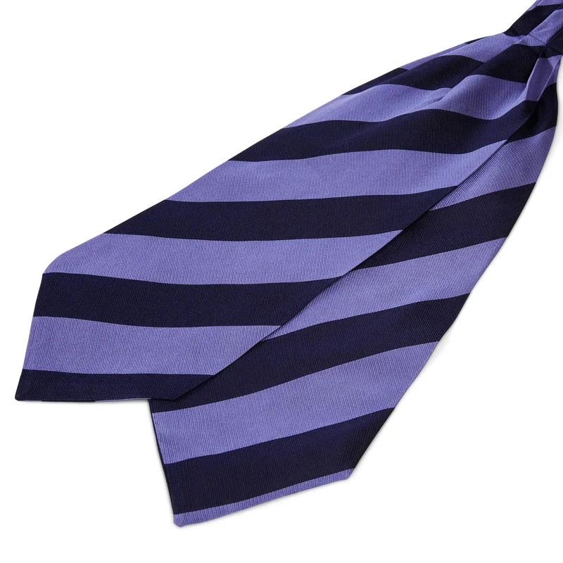 Pastel Blue & Navy Stripe Silk Cravat for Men