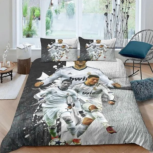 Sengesæt XU455 Fodbold CR7 Dynebetræk, Ronaldo Mikrofiber Sengesæt 3PC Børne Dynebetræk Sæt Flere størrelser at vælge imellem PW455
