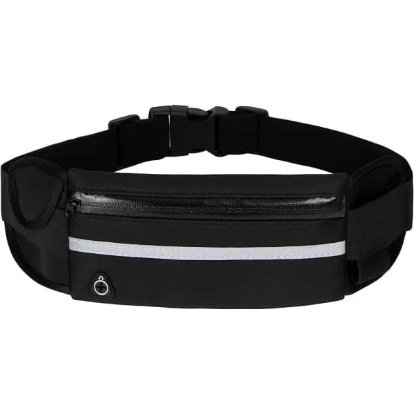 Running Belt Waist Bag, Ultralight Stretch Fitness Sports Belt Women Men Sports Waist Bag for All Types of Phones (Black)
