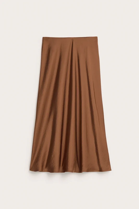Kappahl | Satengskjørt Brun S | Dame