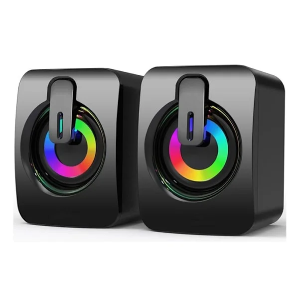 PC PC-høyttalere Lydboks Stereo USB Kablet 3,5 mm høyttaler med RGB-lys For stasjonær bærbar PC-høyttaler